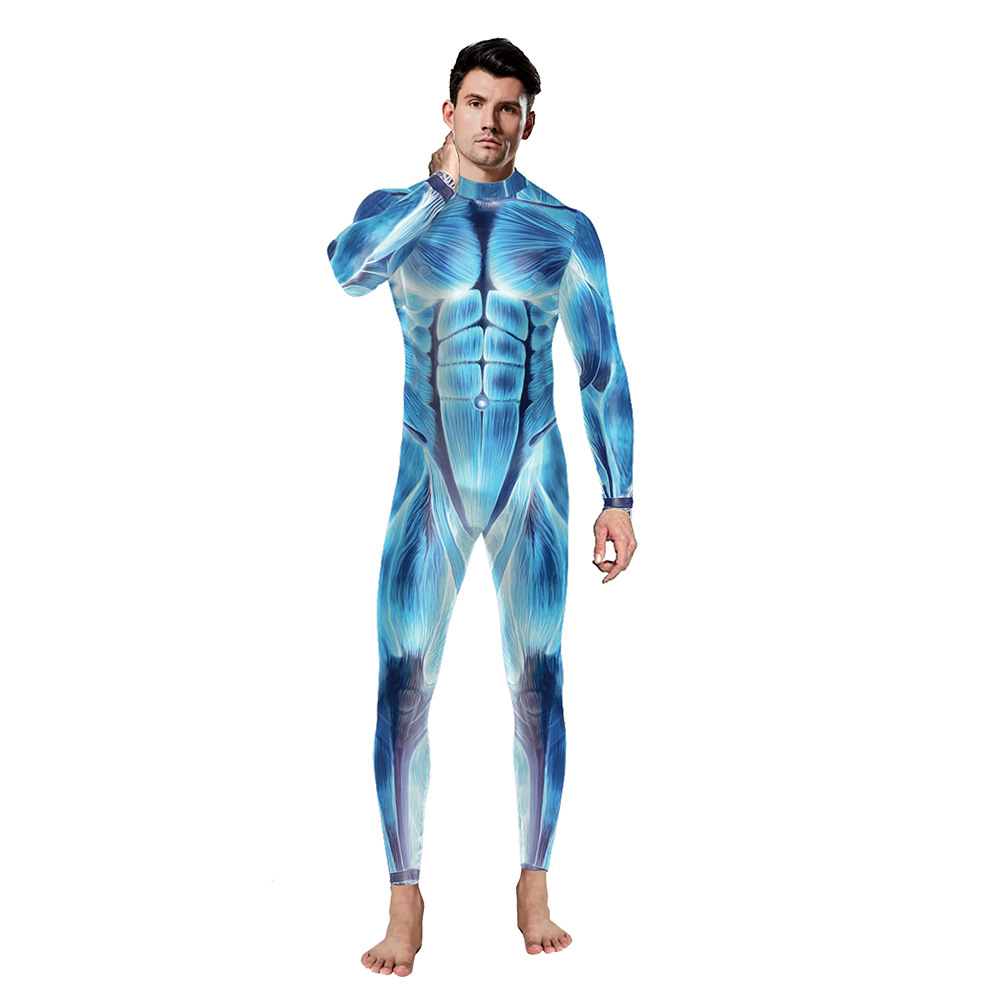 Red Body Muscle Print Bodysuit - Image 4