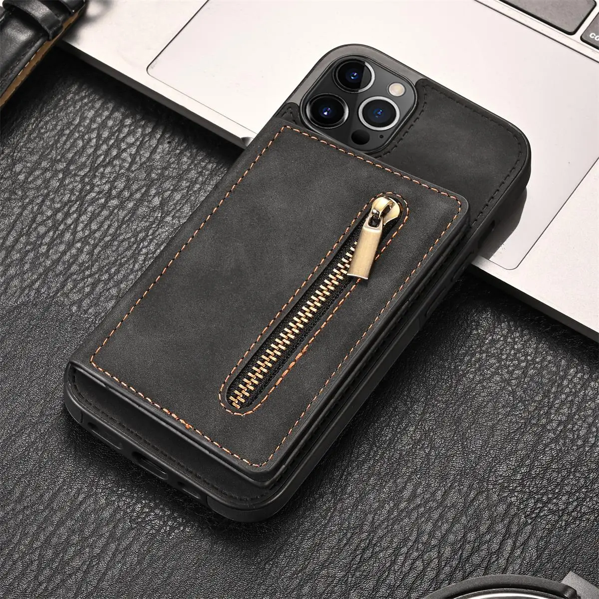 Side Stick Zipper Card Phone Case Wrist Strap Holder