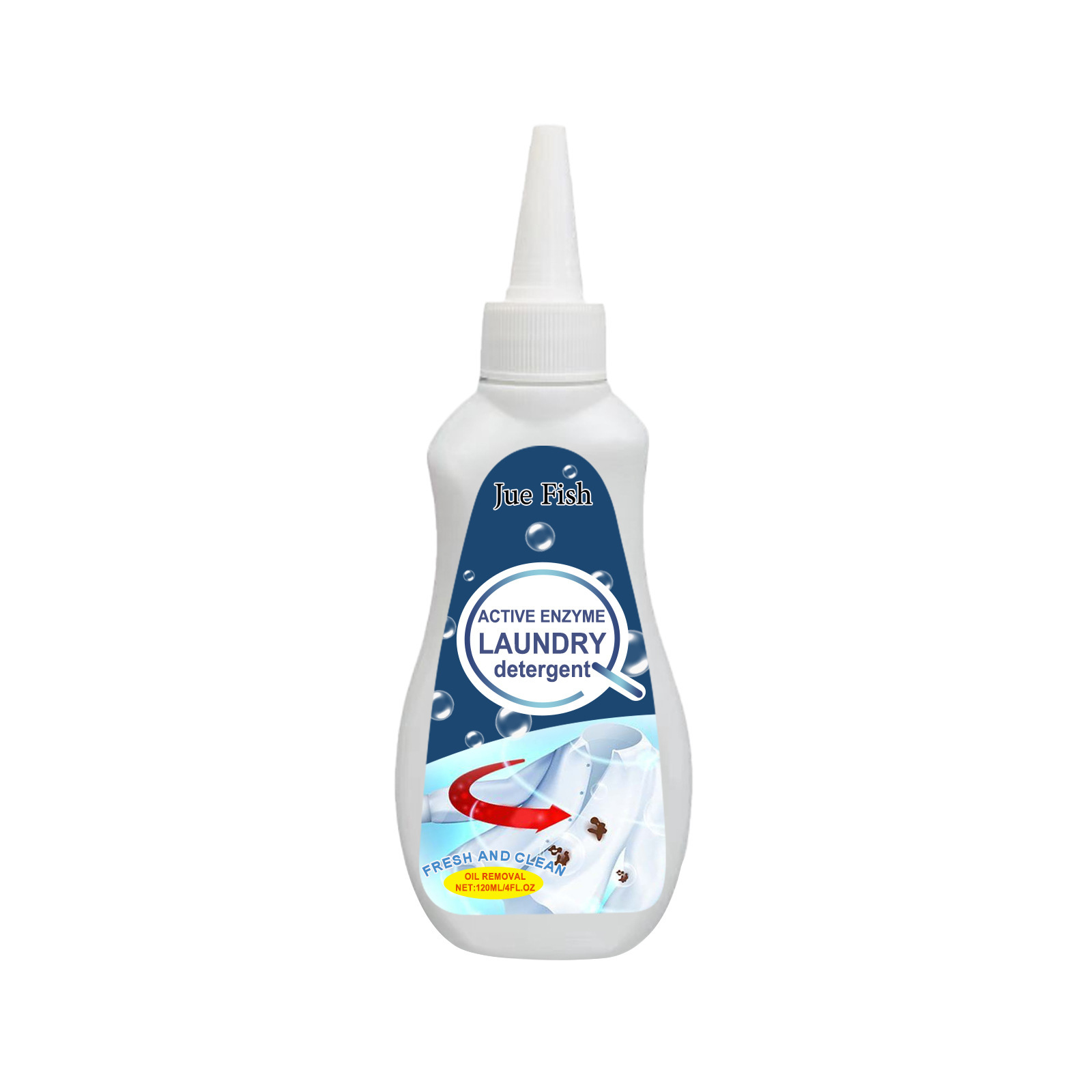 JueFish Active Enzyme Stain Remover For Clothes - Cleans Oil Stains, Sweat Stains, Pen Stains, And Beverage Stains.