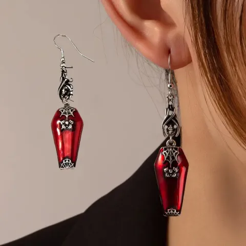 Halloween Earrings Style Red Bat Spider Retro Jewelry