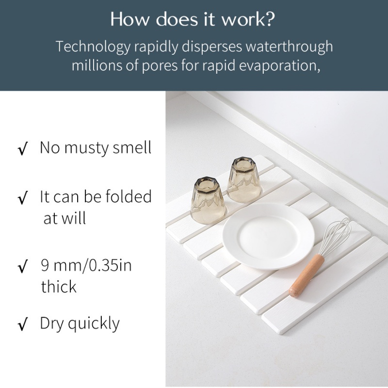 Foldable Stone Dish Drying Mat Super Absorbent Diatomaceous Earth Drying Mats UK