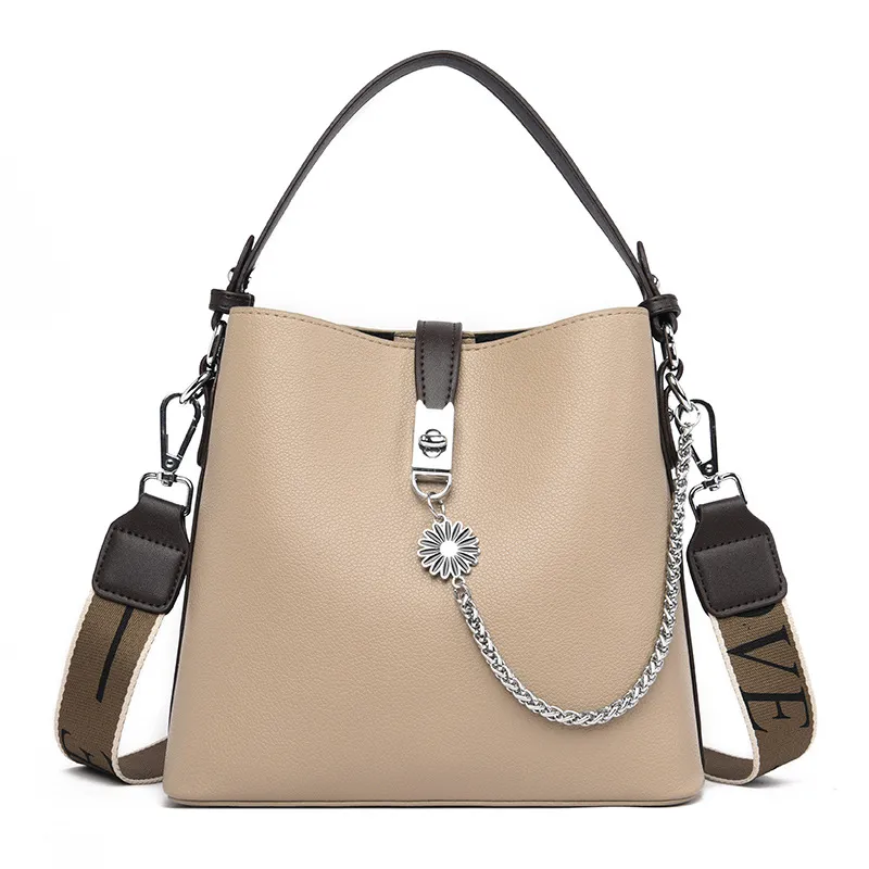 Handbag Large Capacity Bucket Bag Versatile One Shoulder Messenger Bag - Beige