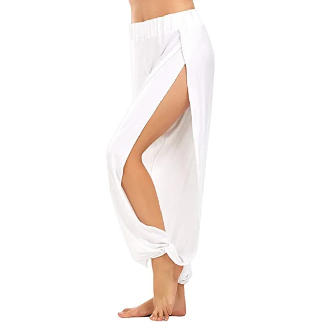 New European And American Style High Slit Harem Yoga Pants White - Shop at LoveMi