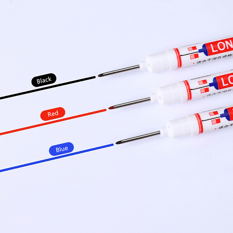 6pcs 20mm Long Nib Nose Reach Head-Permanent Ink Marker-Pens Fine Tip Deep Hole