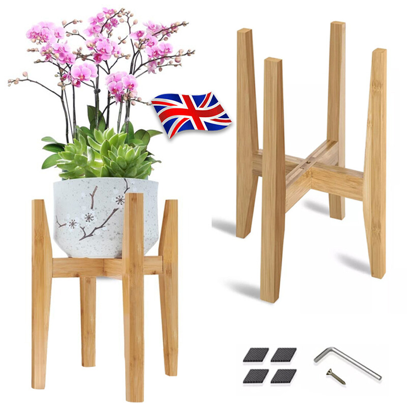 Adjustable Bamboo Wooden Plant Stand & Flower Pot Base Holder Natural — image 10