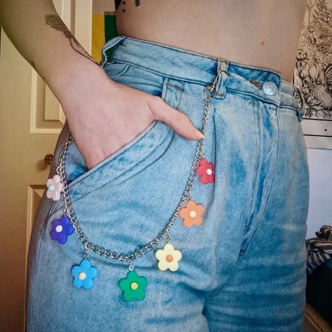 Fashion Popular Cartoon Colorful Flower Pants Chain Waist Chain