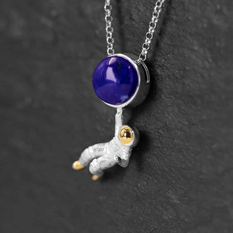 Sterling Silver Astronaut Pendant Necklace