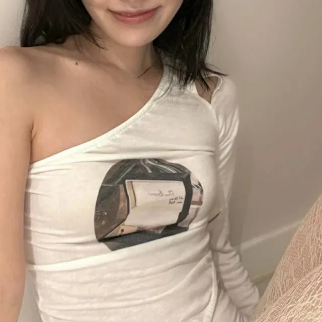 Asymmetric Sleeves Slim Cutout T Shirt Top White - Shop at LoveMi