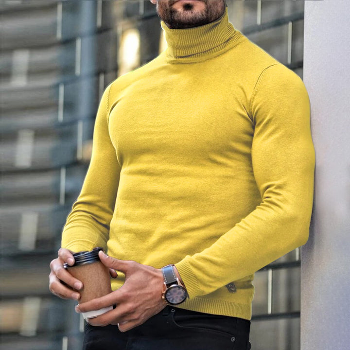 Autumn Winter Men's Long Sleeve Turtleneck T Shirt Printed Casual Top