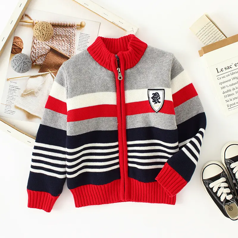 Fleece Sweater Cotton Jacket Children's Cardigan Knitwear Boys Pure