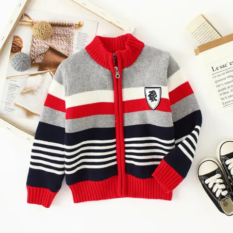 Fleece Sweater Cotton Jacket Children's Cardigan Knitwear Boys Pure