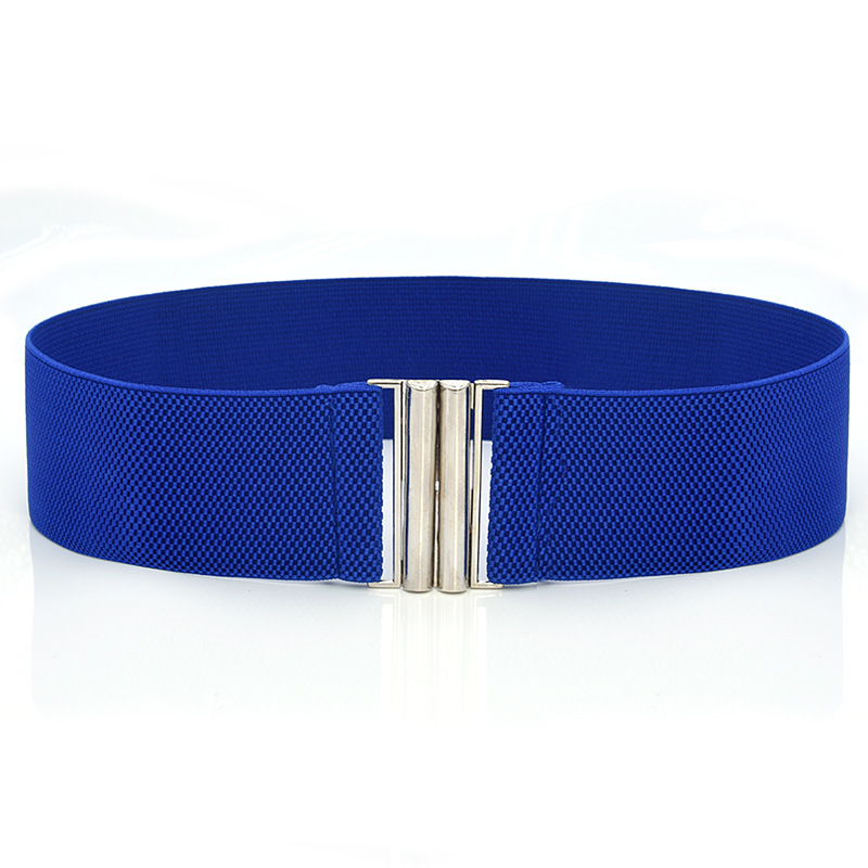 Title 12, Elastic Elastic Silver Buckle Wide Belt Decorat...