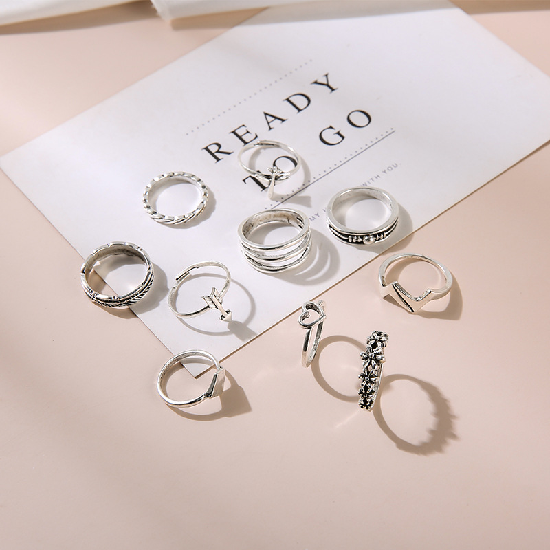 Love Airplane Ring Arrow 10 Piece Combination Set Ring