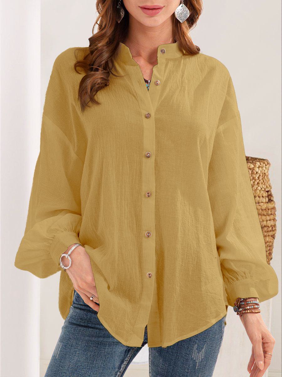 New Style Long-sleeved Shirt Cotton Linen Shirt Cardigan Women