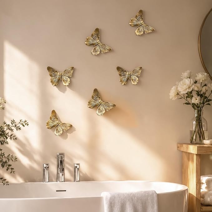 3D Butterfly Wall Decor Set Of 3 Resin Antique Copper Decorations For Living Room Bedroom Bathroom Gallery Walls 4
