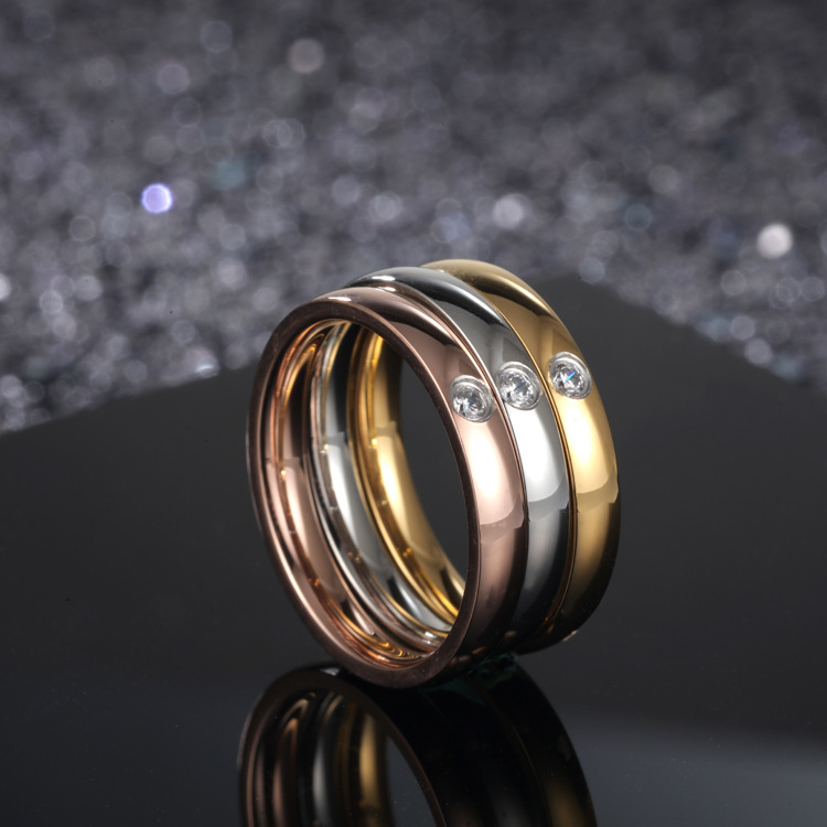 Women's Rings With Diamonds And Three-color Combination With Zircons