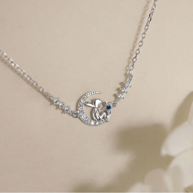 S925 Silver Little Prince Star Moon Bracelet