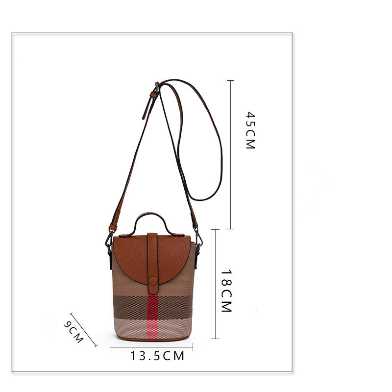 Title 1, Bolsa transversal feminina de couro xadrez eleg...