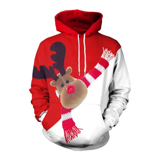 Elk Christmas Animal Print Couple Hooded Sweater Sb101117 Xl - Shop at LoveMi