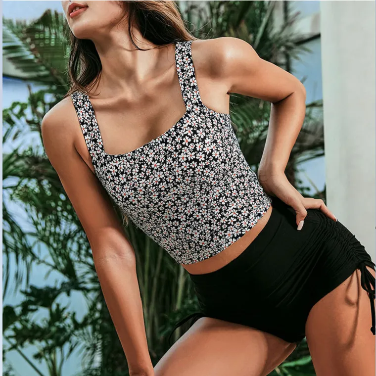 Women's Printed Yoga Clothes Shockproof And Anti-sagging - Dark Night Daisy