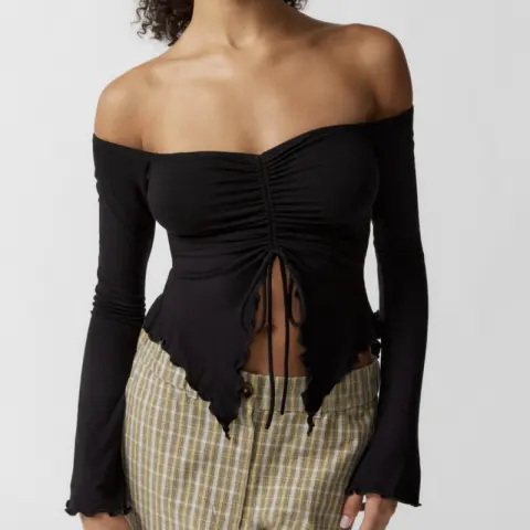 Two-wear Top Wooden Ear Edge Horn Sleeve Sexy Off-the-shoulder