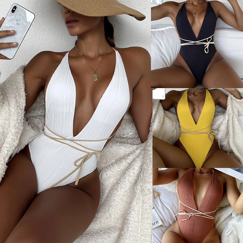 New V-neck One Piece Beach Swimwear - Image 5