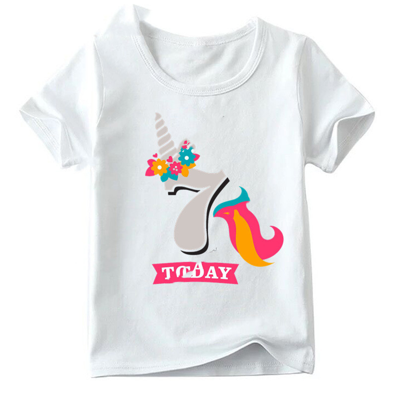 Children's Digital English Cartoon Print Round Neck Short-sleeved Tops