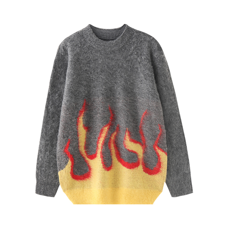 Title 4, Flame Sweater Womens Lazy Wind Mid-length Loos...