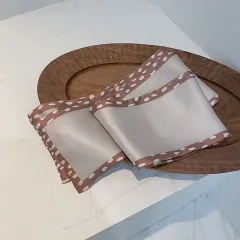 Slender And Narrow Scarves, Retro French Ribbon - Coffee Dots - View 1