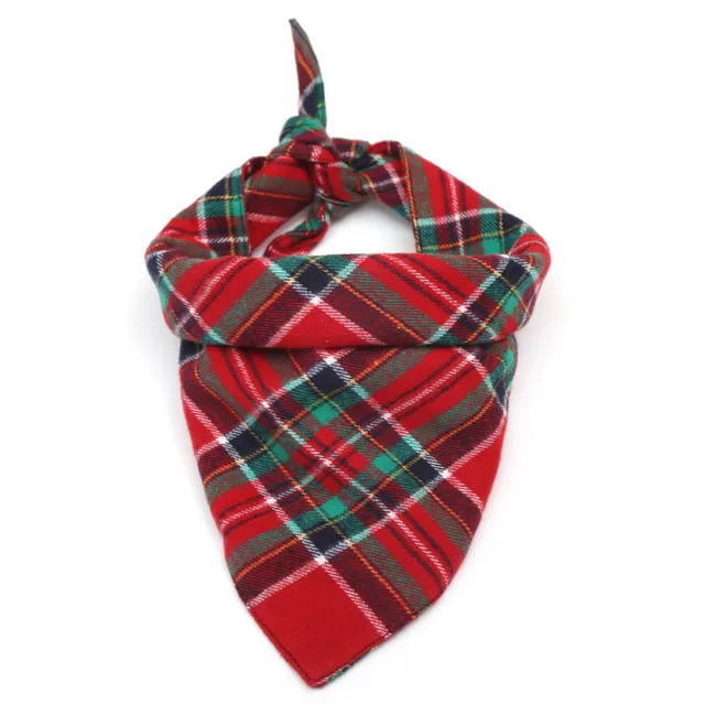 Christmas Double Cotton Plaid Pet Triangle Scarf Warm Cat And Dog Saliva Towel Bib Reda - Shop at LoveMi