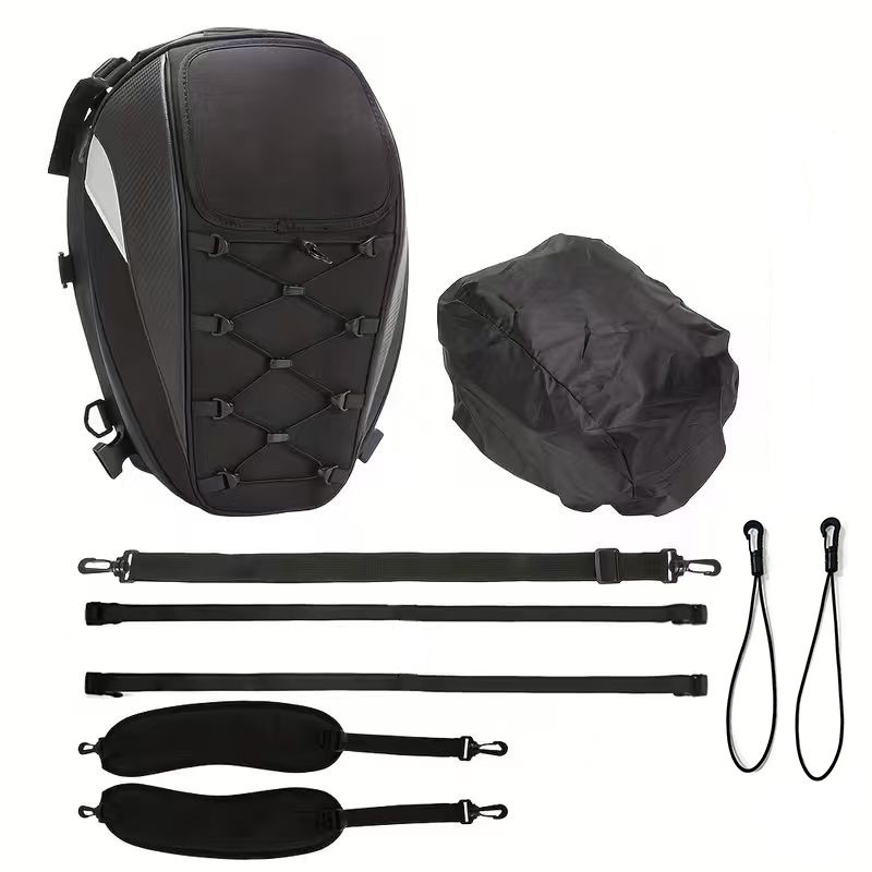 Sac arrière de siège arrière de moto, sac à dos de rangement pour casque de moto – Image 7