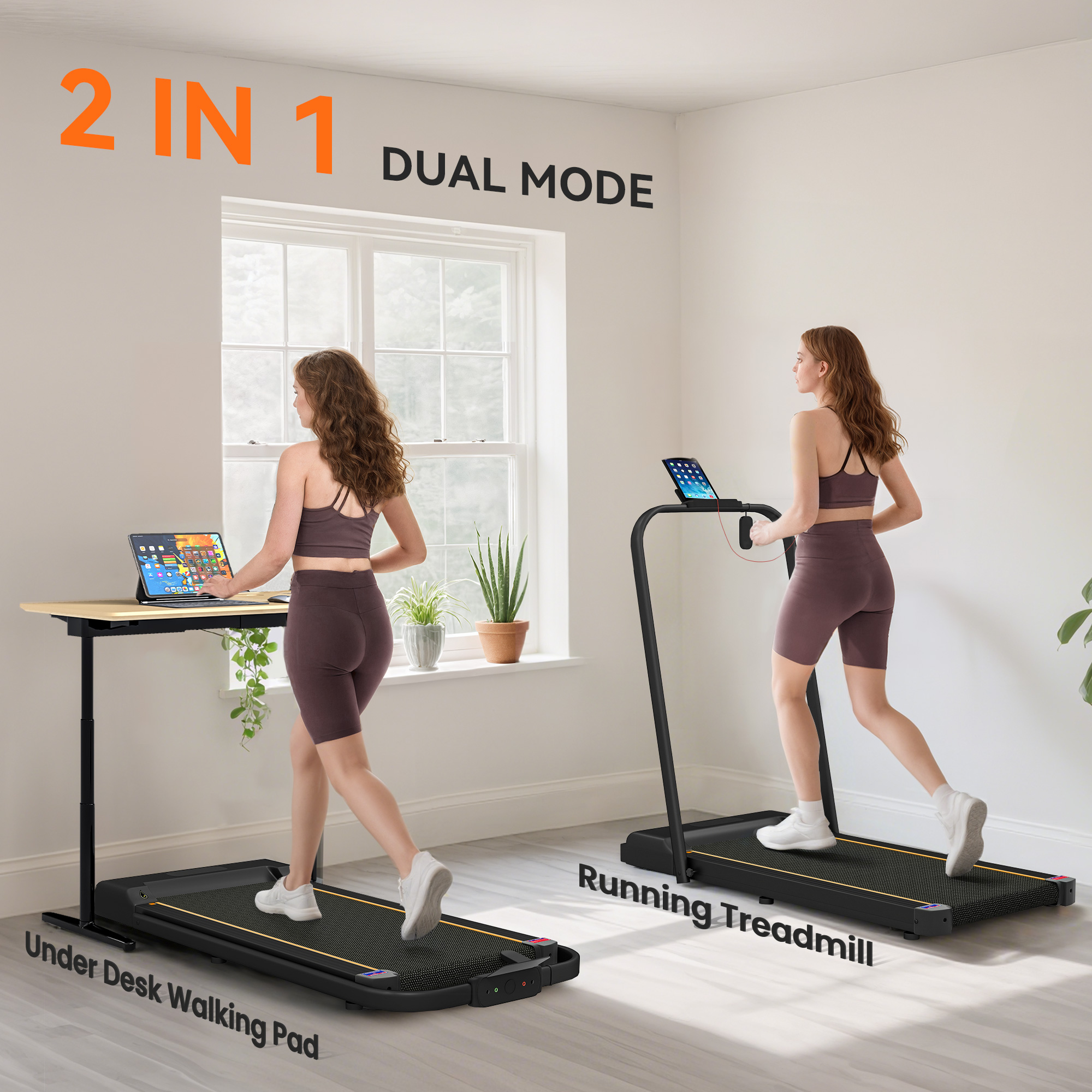 Orange-2.5-horsepower Walking Mat,1-6 Kilometers Per Hour Folding Treadmill — image 6