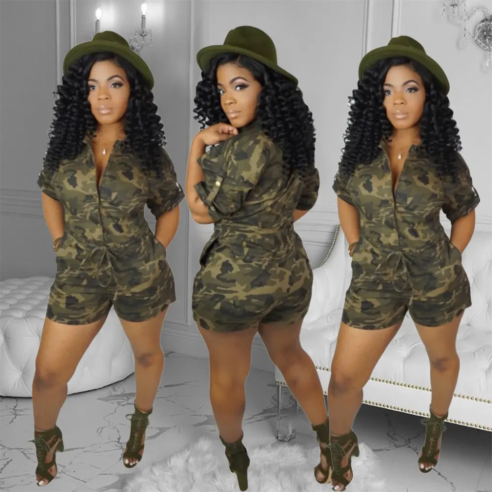 New Summer Women's Clothing Cardigan Belt Jumpsuit