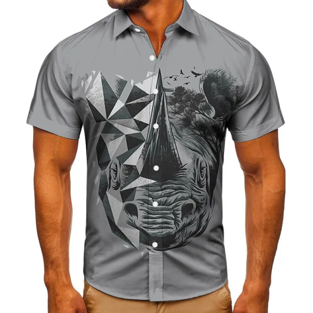 Short sleeved Shirt Animal 3D Digital Printing Shirt Men's Top Shirt Tta2775Cs 2Xl - Shop at LoveMi