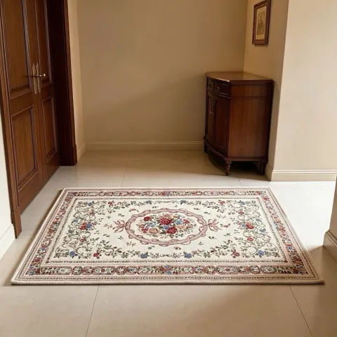 1pc Vintage European Floral Area Rug