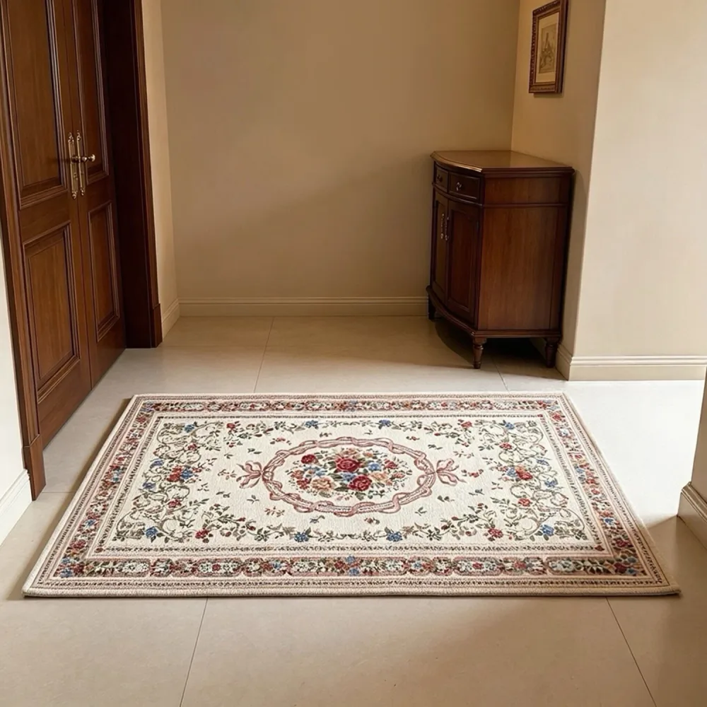 1pc Vintage European Floral Area Rug