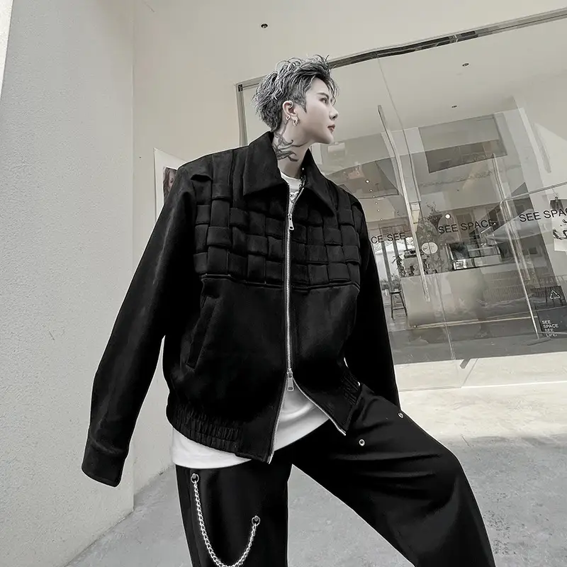 Knitted Splice Polo Short Work Jacket