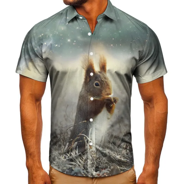 Short sleeved Shirt Animal 3D Digital Printing Shirt Men's Top Shirt Tta2107Cs - Shop at LoveMi