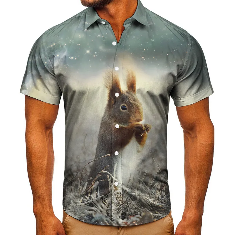Short-sleeved Shirt Animal 3D Digital Printing Shirt Men's Top Shirt - Tta2107Cs