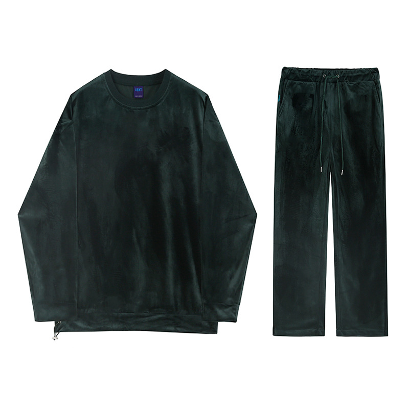 Solid Color Sweater Suit Men's Set With Casual Sports Outer