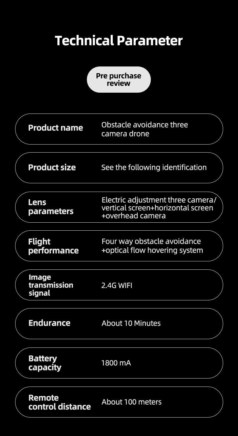 C10 Black - Triple Camera - Dual Electric Drone-BLACK detail