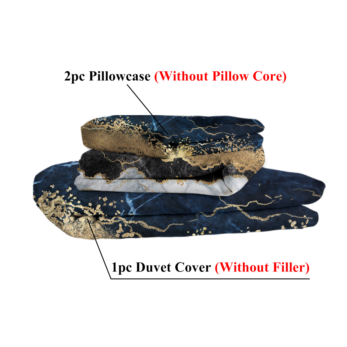 Chic Marble Bedding White Marble Gilded Navy Blue Duvet Cover Set Trendy Printed Design Bed Quilt Cover Set King 1 Duvet Cover 2 Pillowcases — foto 3
