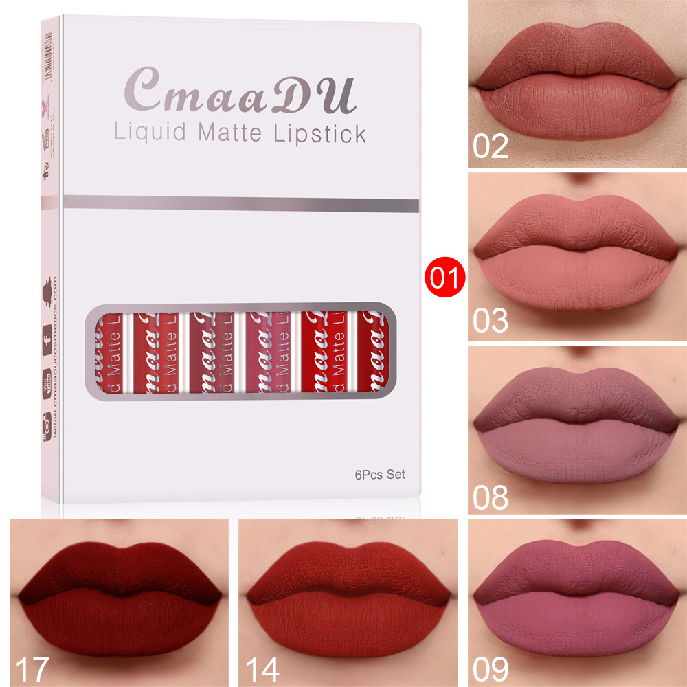 6 Boxes Of Matte Non-stick Cup Waterproof Lipstick Long Lasting Lip Gloss - Image 2