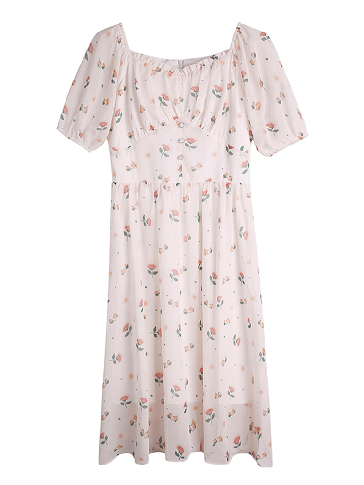 French Floral First Love Chiffon Dress Women's Summer White - Shop at LoveMi