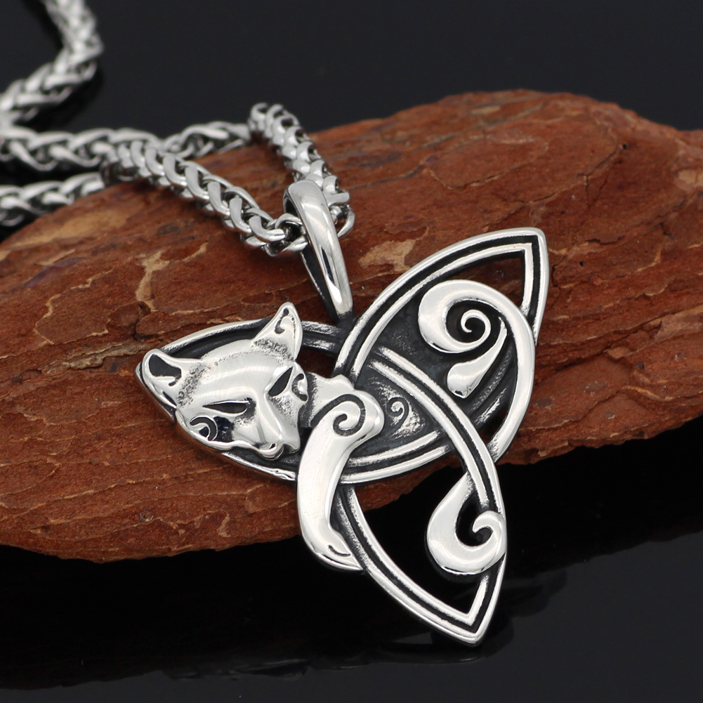 Scandinavian Pirate Stainless Steel Fox Pendant Necklace