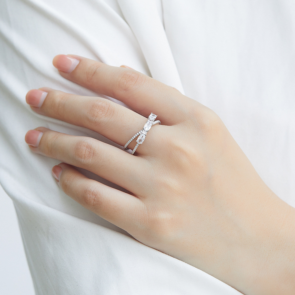 Rings 925 Silver Rotary Cross Denier Zircon Ring Women''s Wedding Engagement Ring — foto 3