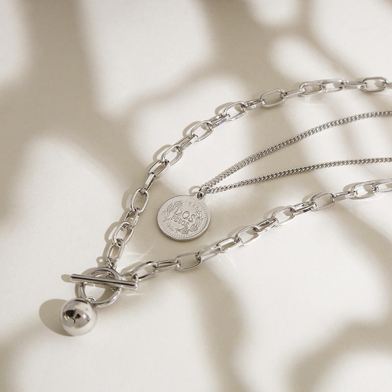 Stacked Necklace European And American OT Buckle Chain Cool Clavicle Chain