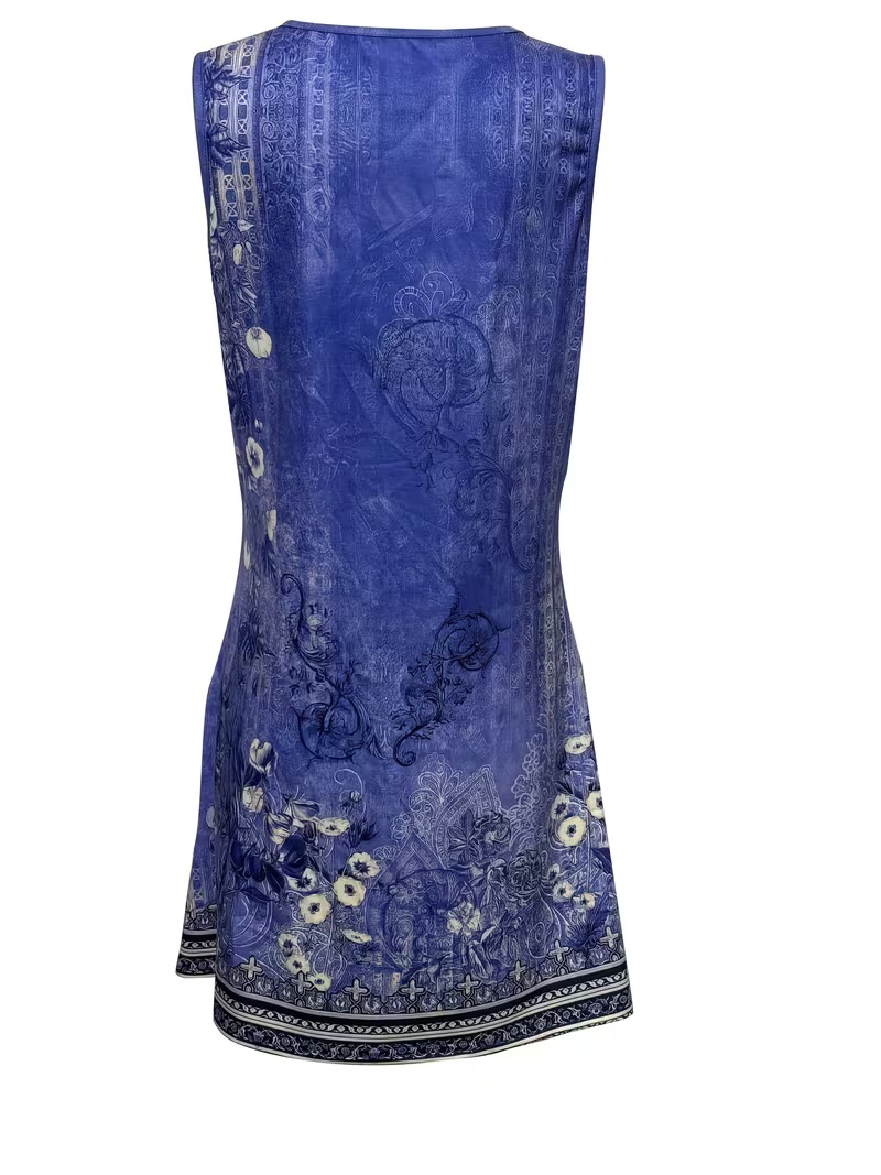 Plus Size Women'S Dress, Women'S Dress, Women'S Clothing, Casual Fashion Temperament Elegant Comfortable Versatile Vacation Commute Retro Classic Paisley Ethnic Style Printed Ring Design Shoulder — foto 3