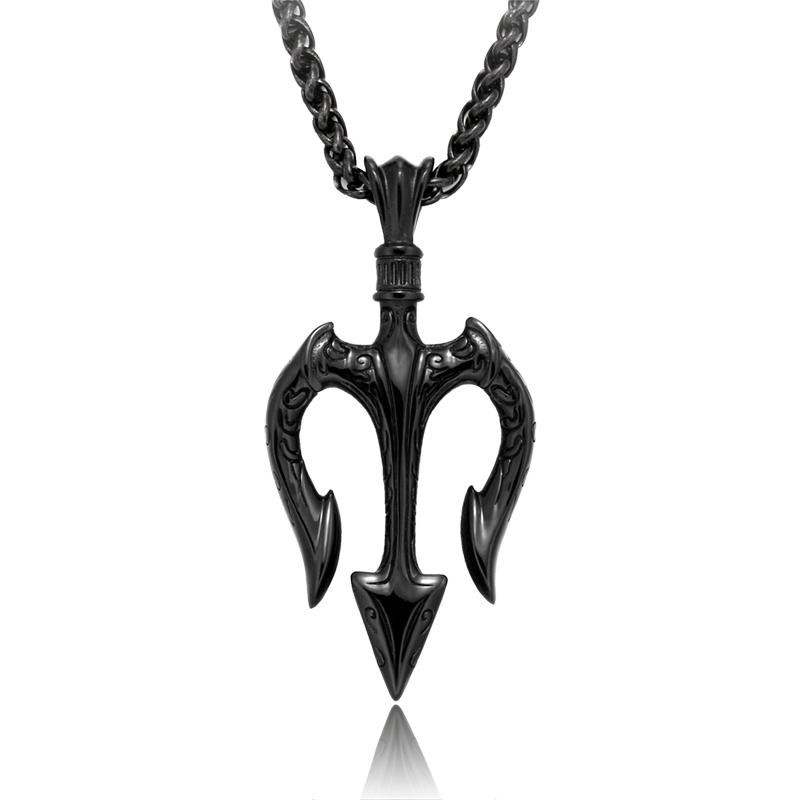 Cast Stainless Steel Aquaman Trident Electroplated Black Pendant