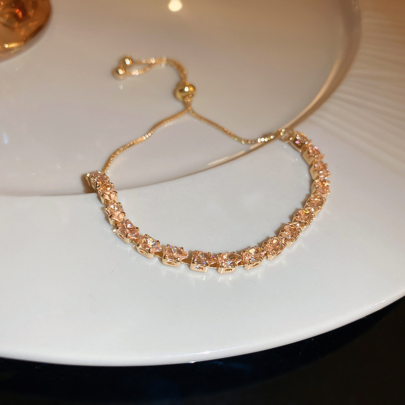 18K Gold Plated Oval Cubic Zirconia Buckle Bangle Retro Exquisite Bracelet Chic Vintage Fashion Jewelry